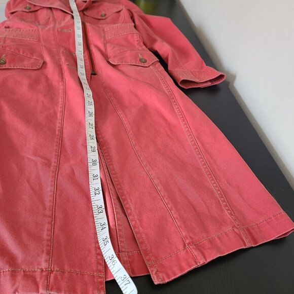 Peruvian Connection Paola Denim Trench Coat Coral 2 - Picture 6 of 9